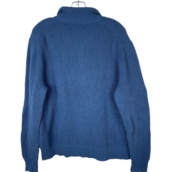 J. Crew Men's Sweater Waffle Knit 1/4 Zip Large Pullover Blue Cotton Casual Warm - Picture 2 of 8